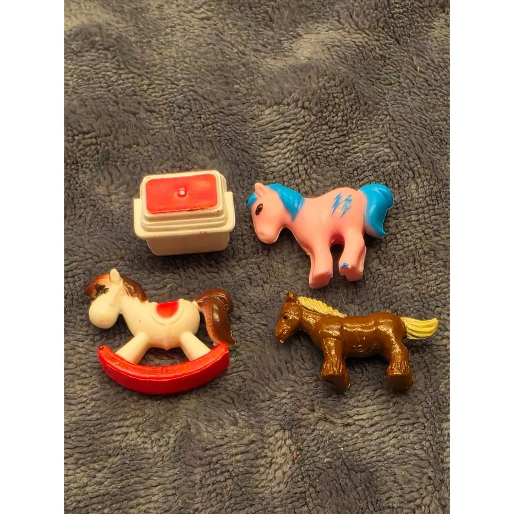 Vintage Miniature Horse Toy Lot  Rocking Horse Brown Horse cooler My Little Pony